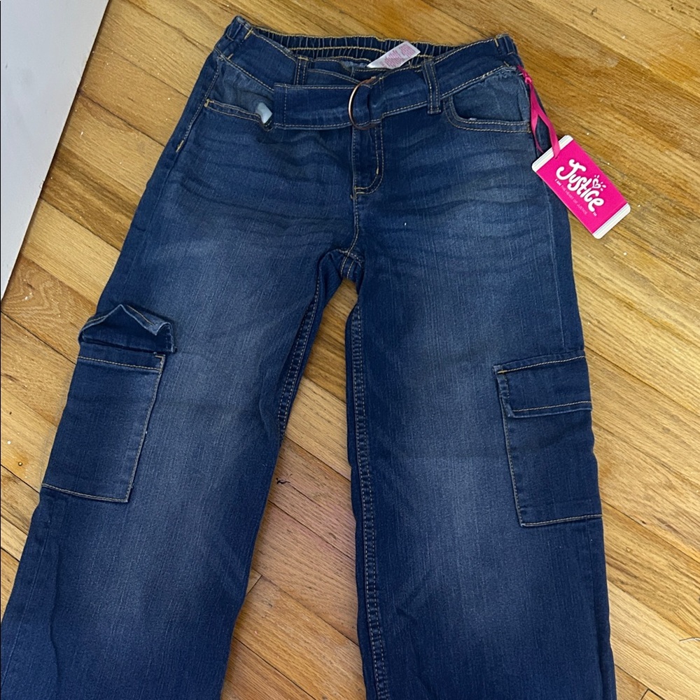 Justice Dark Blue Straight Leg Jeans
